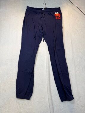 Sesame Street Elmo Pajama Pants Womens Size Large Blue Ankle Cuff Lightweight